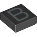 LEGO Black Tile 1 x 1 with "B" with Groove (11532 / 14817)